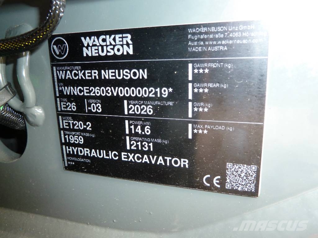 Wacker Neuson ET20-2 / Steelwrist XTR20 小型挖掘机
