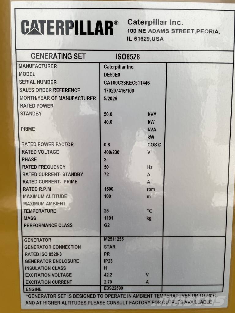 CAT DE50E0 - 50 kVA Generator - DPX-18006 Dizelski agregati