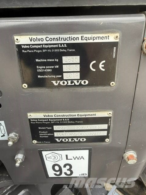 Volvo ECR 27 D Mini bagri <7t