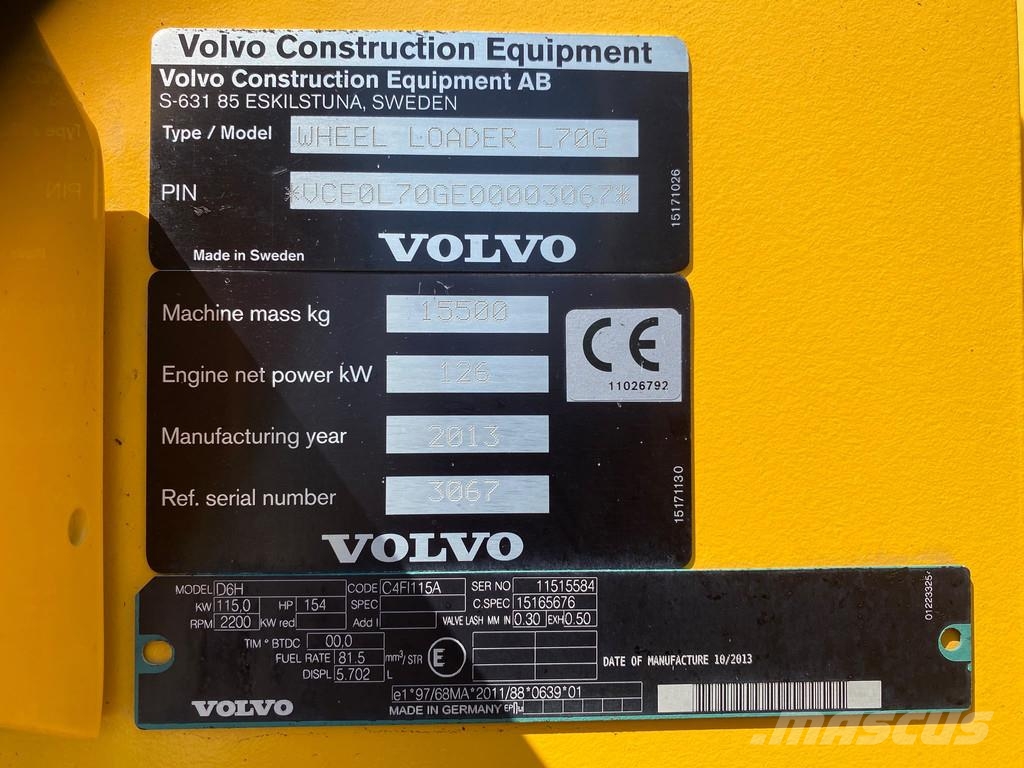 Volvo L70 G . Ładowarki kołowe