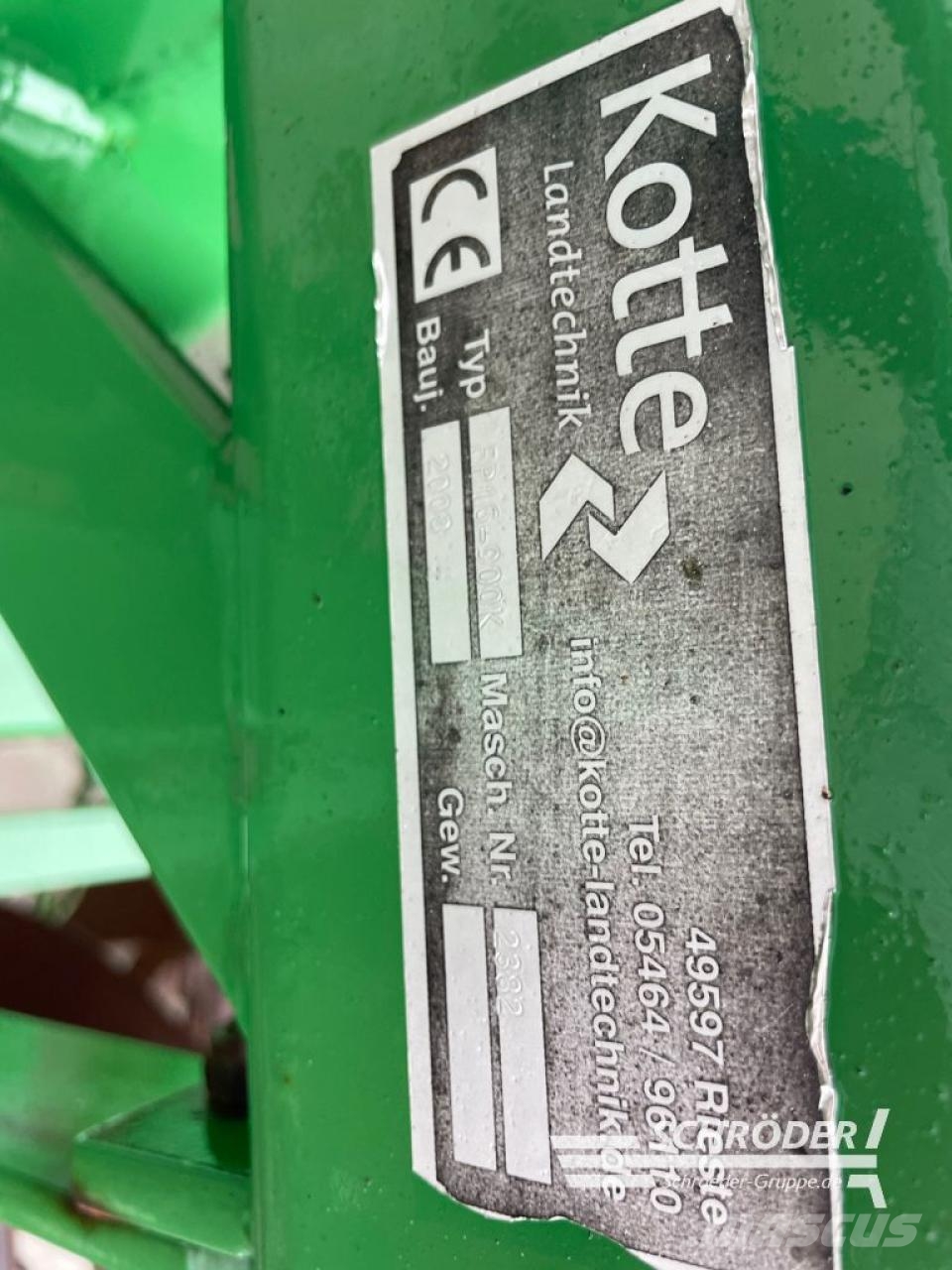 Kotte FP16-900 FRONTPACKER 3 METER Walzen