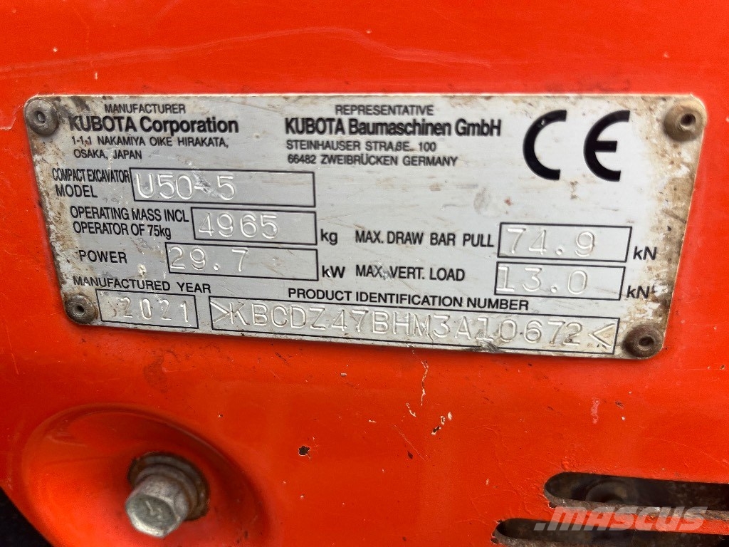 Kubota U 50-5 حفارات صغيرة أقل من 7 طن (حفارات صغيرة)