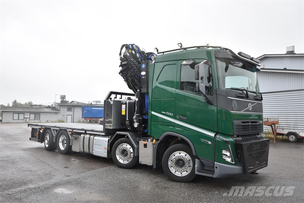 Volvo FH500 8X2 Vlakke laadvloer met kraan