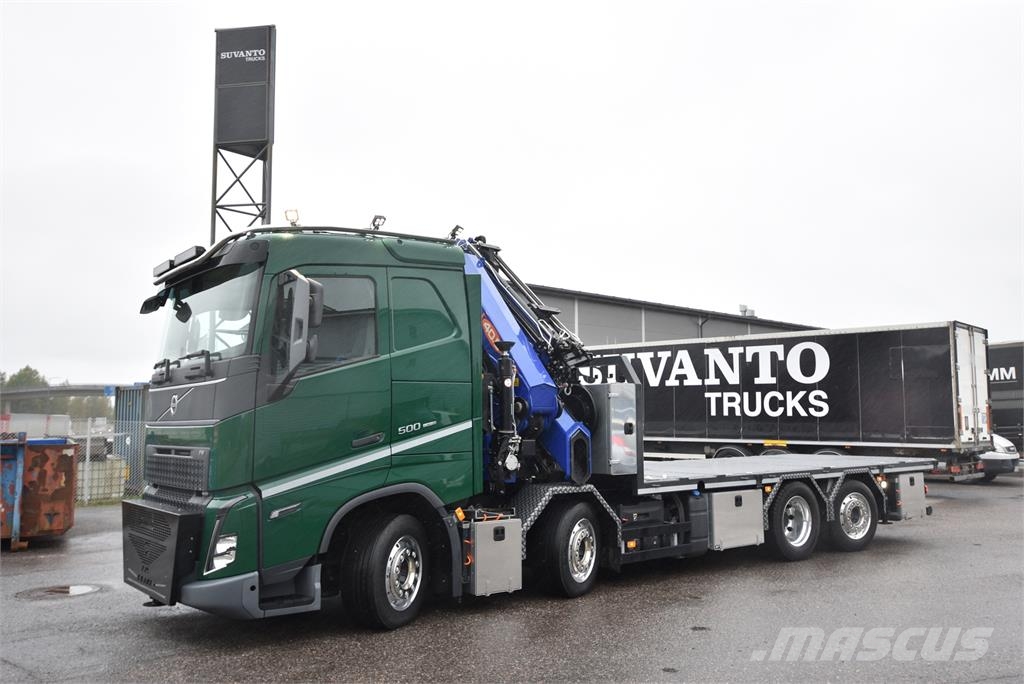 Volvo FH500 8X2 Vlakke laadvloer met kraan