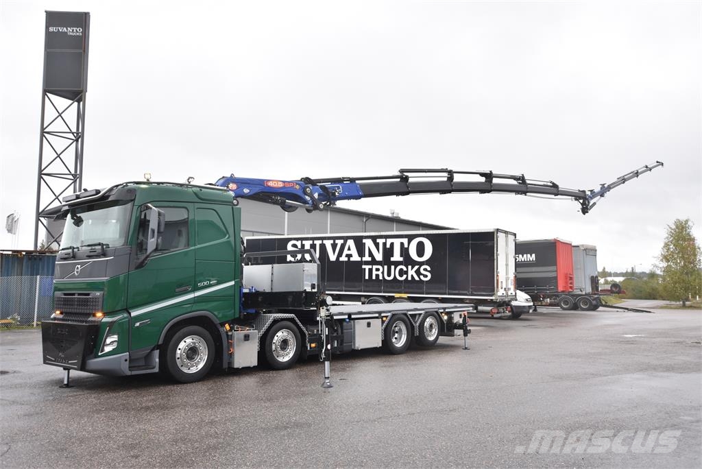 Volvo FH500 8X2 Vlakke laadvloer met kraan