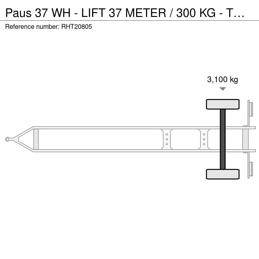 Paus 37 WH - LIFT 37 METER / 300 KG - TÜV UNTILL 07/202 المنصات الهوائية المثبتة على مقطورة
