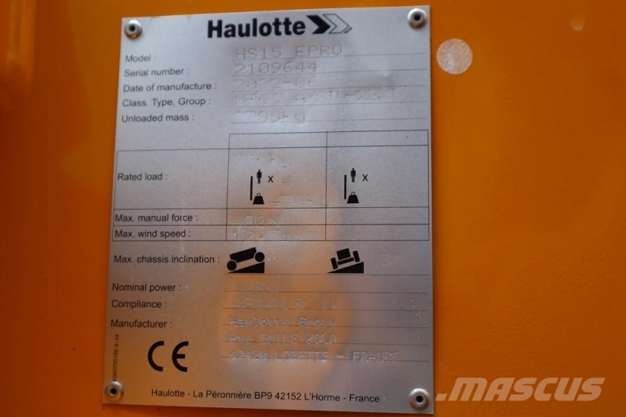 Haulotte HS15EPRO Valid Inspection, Full Electric 4x4 Drive Saksilavat