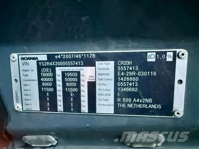 Scania R500 Kipphydraulik / Retarder / Euro6D Tahače