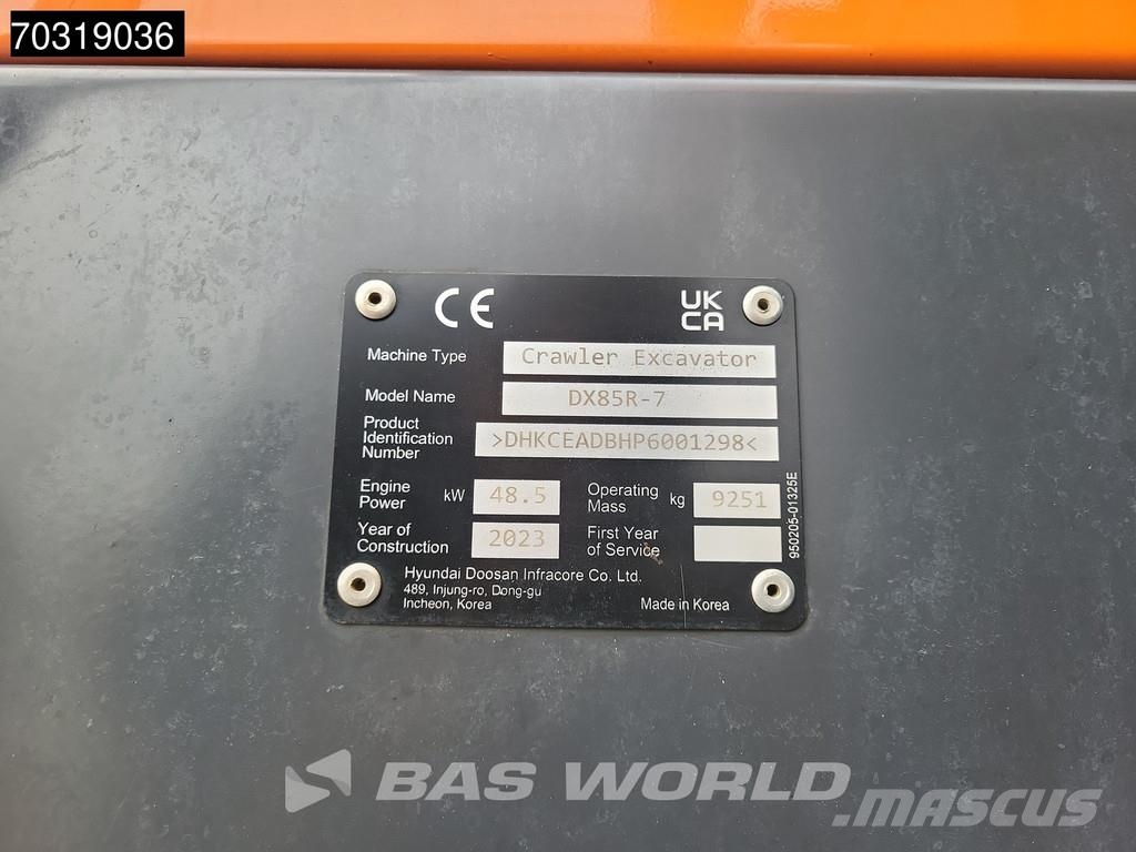 Doosan DX85 R-7 A/C Minigraafmachines < 7t