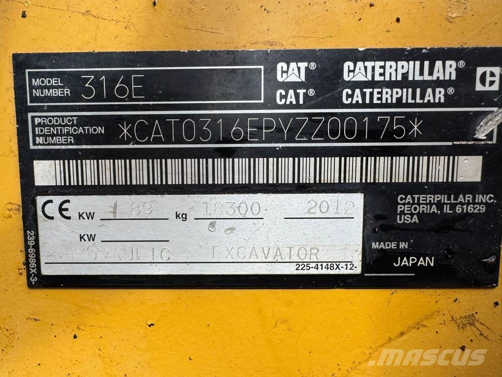 CAT 316 EL ** BJ.2012 * 9961H/SW/Klima/Hammerleitung 履带挖掘机