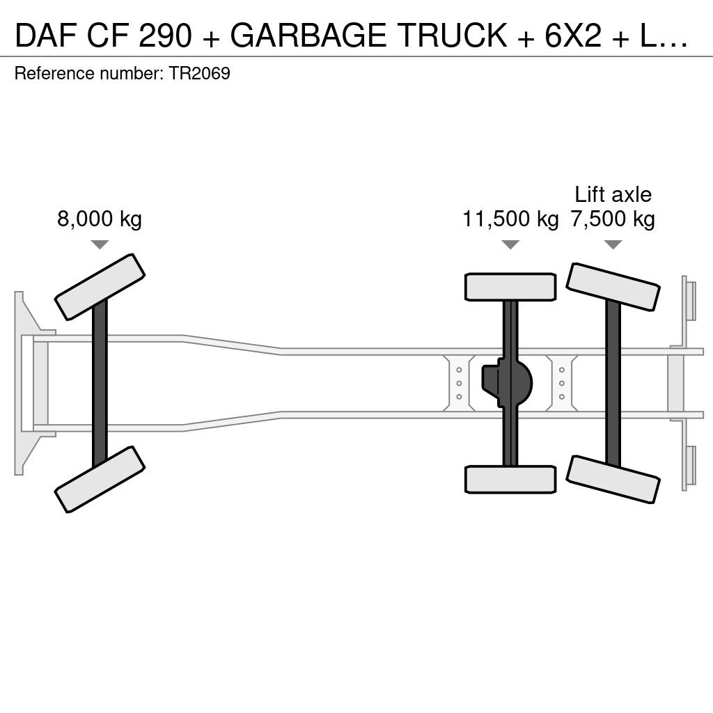 DAF CF 290 + GARBAGE TRUCK + 6X2 + LIFT/STEERING AXLE Atkritumu izvešanas transports