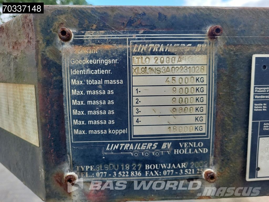 LINTRAILER 3LSDU1827 Steering Axle BPW Žemo iškrovimo puspriekabės