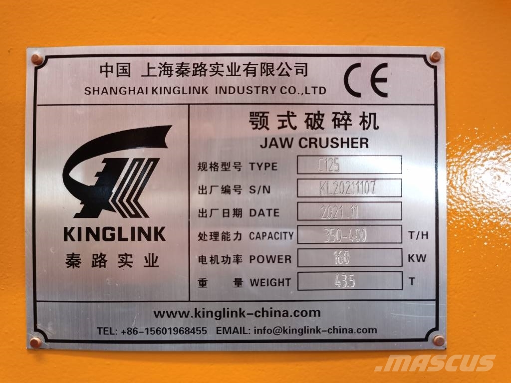 Kinglink C125 Primary Jaw Crusher for Riverstone Knusere - anlæg