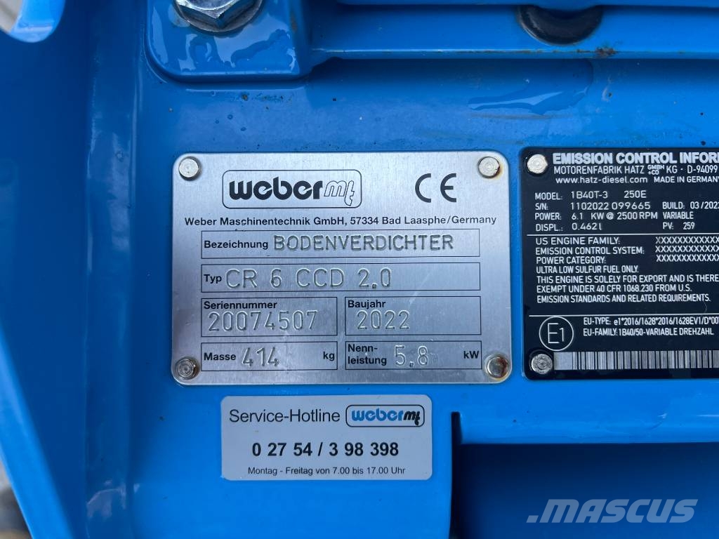Weber CR 6 Diesel CCD Rüttelplatte / DEMO / 2.8 h / 2022 دكاكات أفقية
