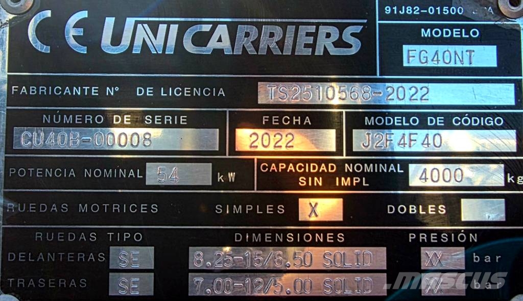 UniCarriers J2F4F40   FG40NT GX-40 DEMO شاحنات LPG