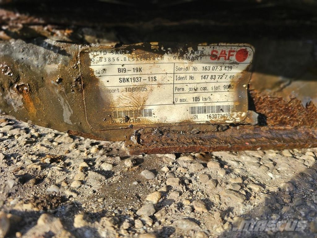 SAF B19-19K / SBK1937-11S/TRAILER AXLE /SINGLE TIRES/ محور العجلة