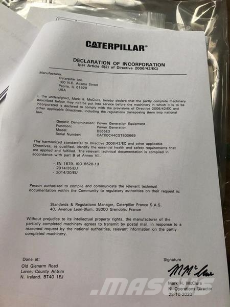 CAT DE 65 E 3 Γεννήτριες ντίζελ
