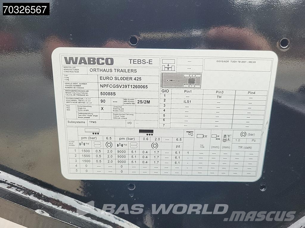 Orthaus Euro Slider 425 3 axles Mutli'45 Lift Axle Extenda Semirremolques portacontenedores