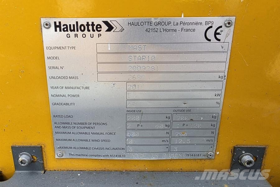 Haulotte STAR 10 Electric, 10m Working Height, 3m Reach, 20 رافعات سلة مفصلية