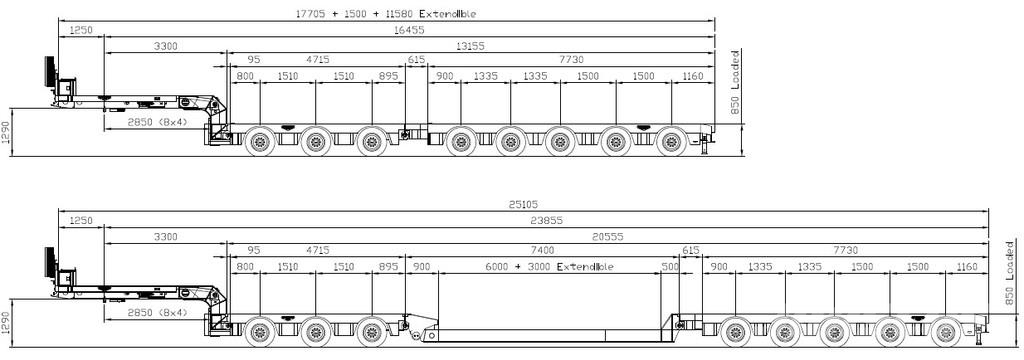 Broshuis ABSD 3+5 / EXTENDABLE / SEMI / LOWBED / Semirremolques de carga baja