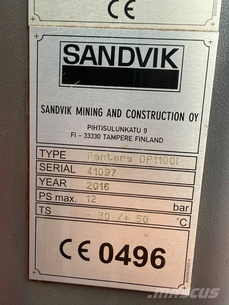Sandvik Pantera DP 1100i/BJ2016/Motor 10279 H /Bohr 5365 H Гусеничные буровые установки