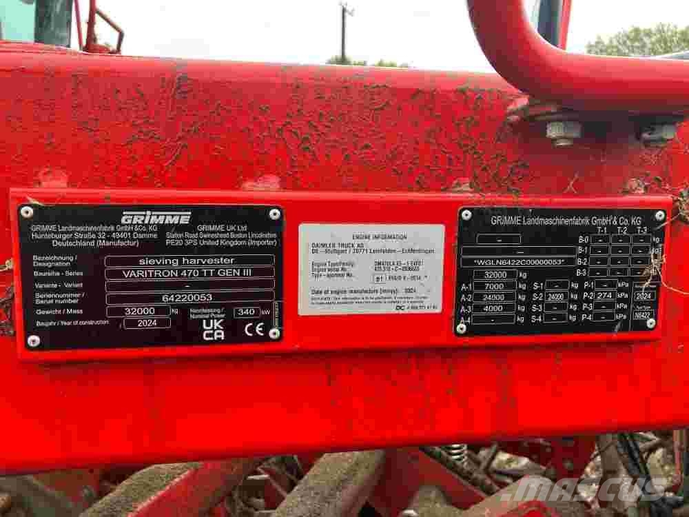 Grimme Varitron 470 Platinum TT GEN 3, 4 Row, Self 馬鈴薯收穫機和挖掘機