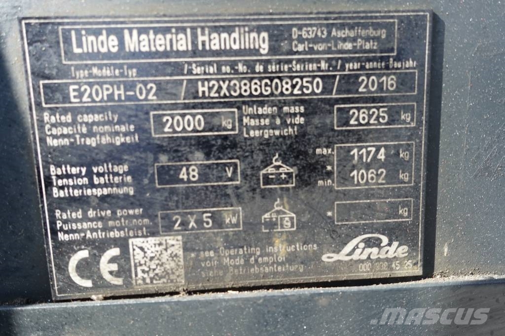 Linde E20PH 2t Triplex ZVG Bluespot Sitzheizung 電動堆高機