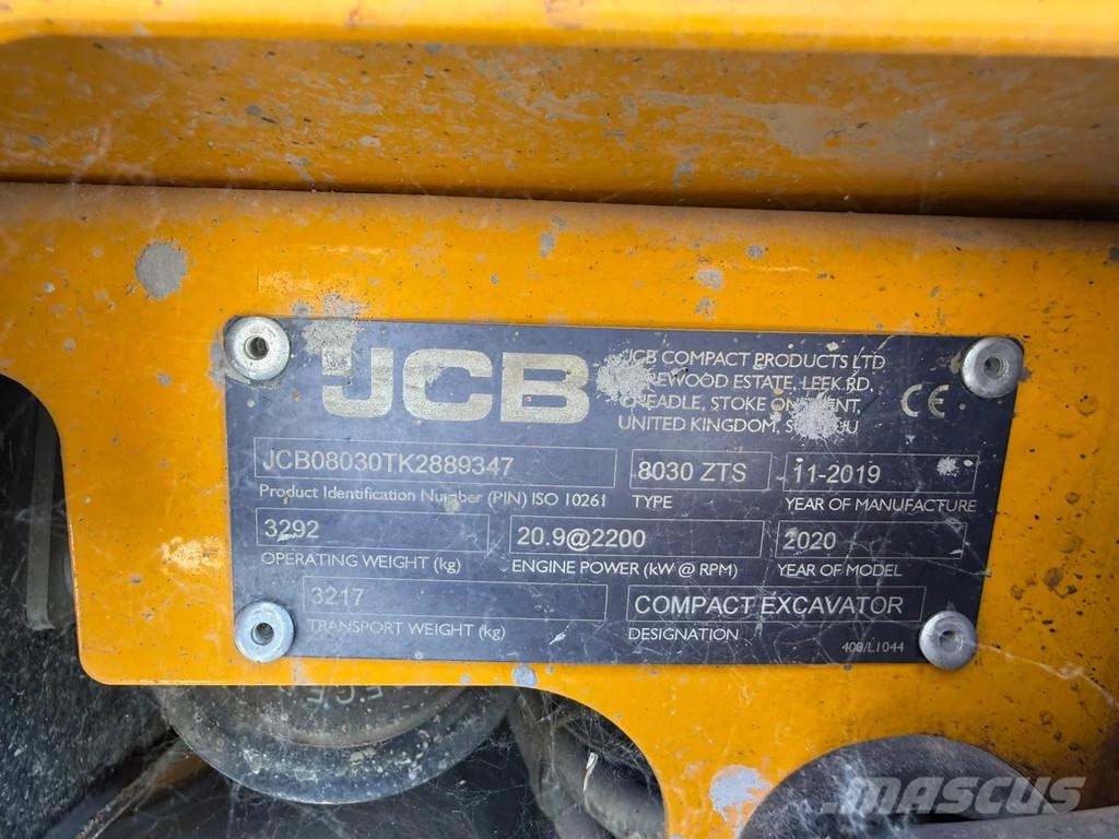 JCB 8030 ZTS Mini-bagger 2019 Mini excavadoras < 7t