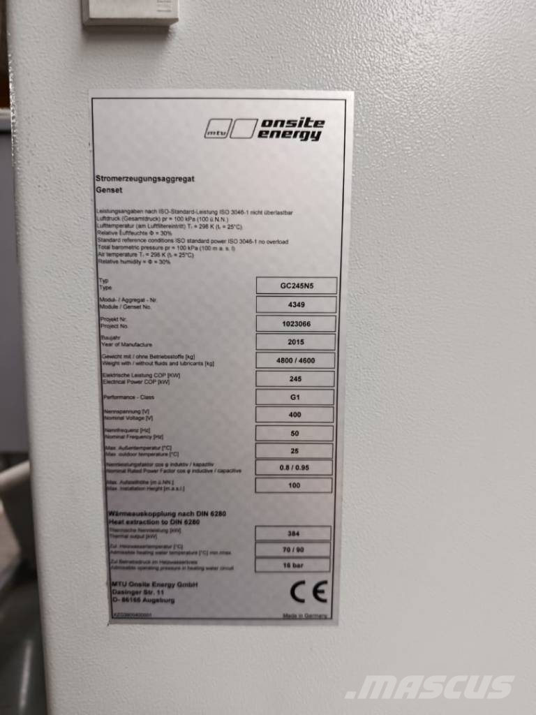 MTU GC245N5 Gas generatoren