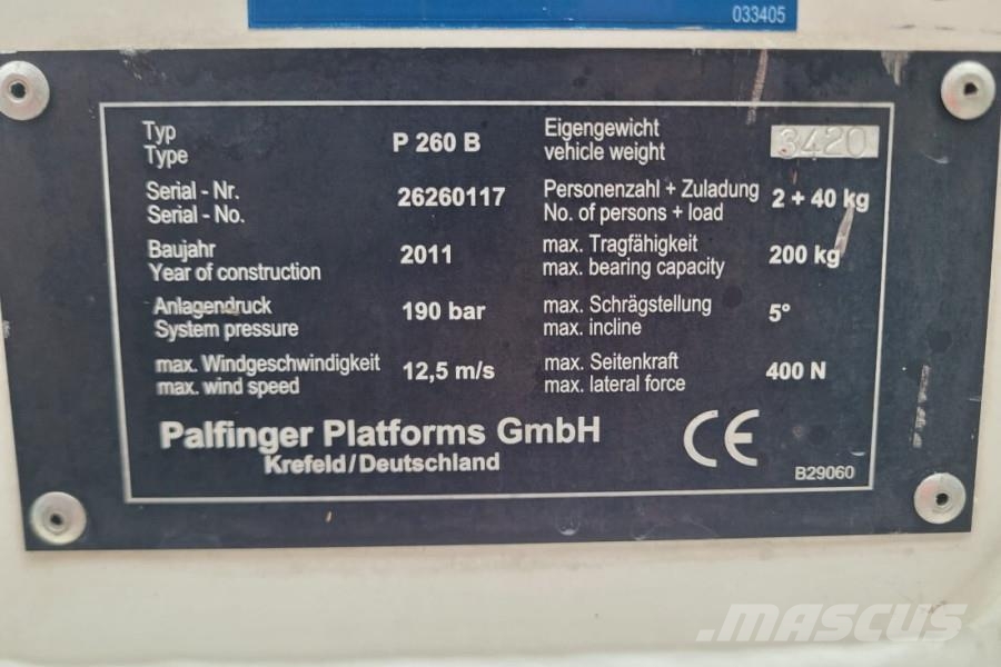 Palfinger P260B As - Is, Dutch Registration, Driving Licence Ant vilkikų montuojamos kėlimo platformos