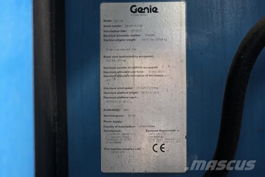 Genie ZX135/70 Diesel, 4x4x4 Drive, 43m Lifting Height, Plataformas con brazo de elevación manual