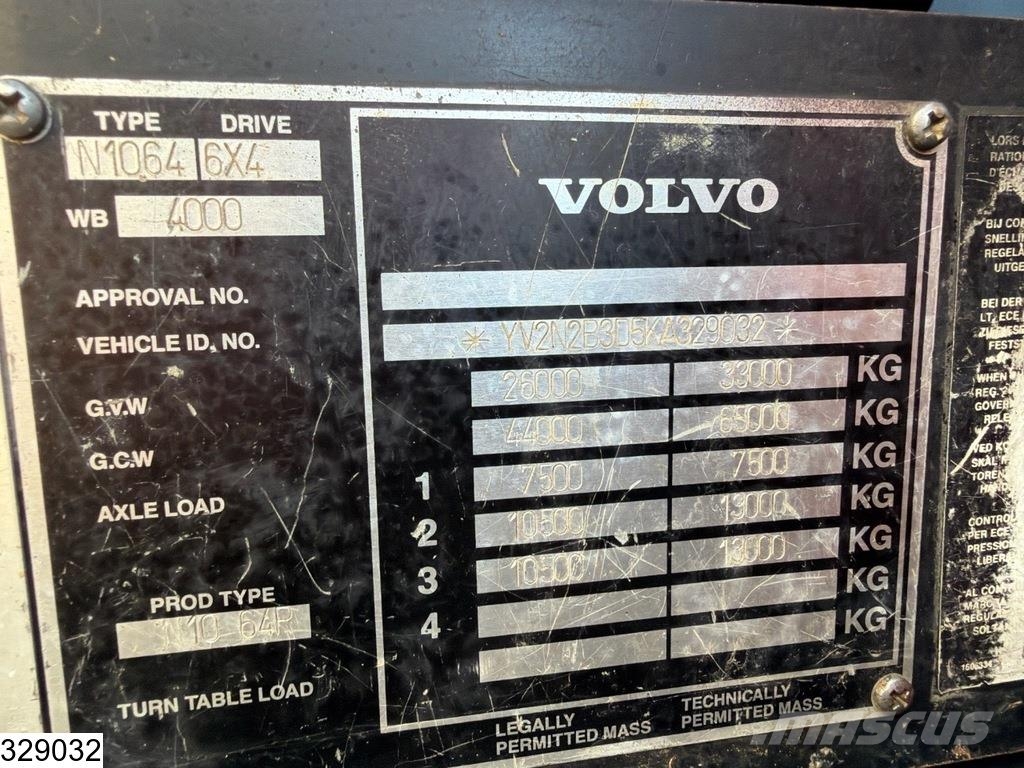 Volvo N 1064 6x4, leaf suspension, PTO, hydraulics شاحنات قلابة