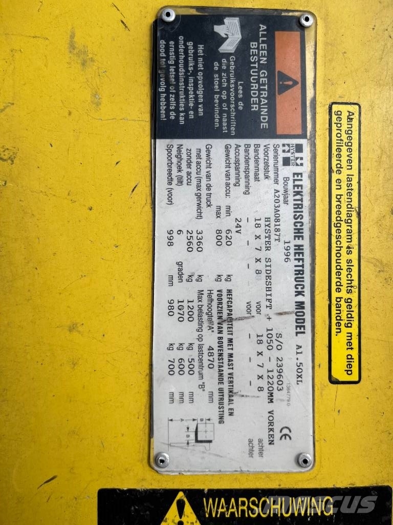 Hyster A 1.50 XL 1500kg E-heftruck Ηλεκτρικά περονοφόρα ανυψωτικά κλαρκ