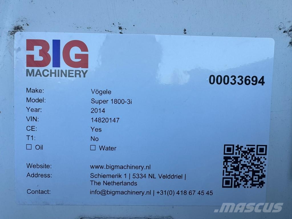 Vögele Super 1800-3i Asfaltutleggere