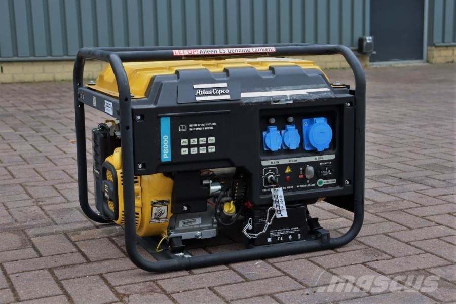 Atlas Copco P8000 Valid inspection, *Guarantee! Gasoline, 6.5 Diesel Generators