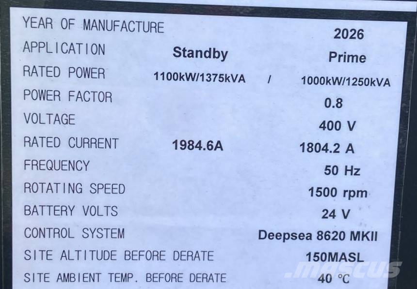 Cummins KTA50-G3 - 1.375 kVA Generator - DPX-18818-O Diiselgeneraatorid