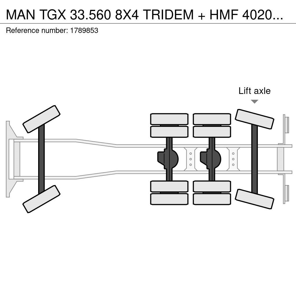 MAN TGX 33.560 8X4 TRIDEM + HMF 4020-K8 KRAAN/KRAN/CRA Автокранове