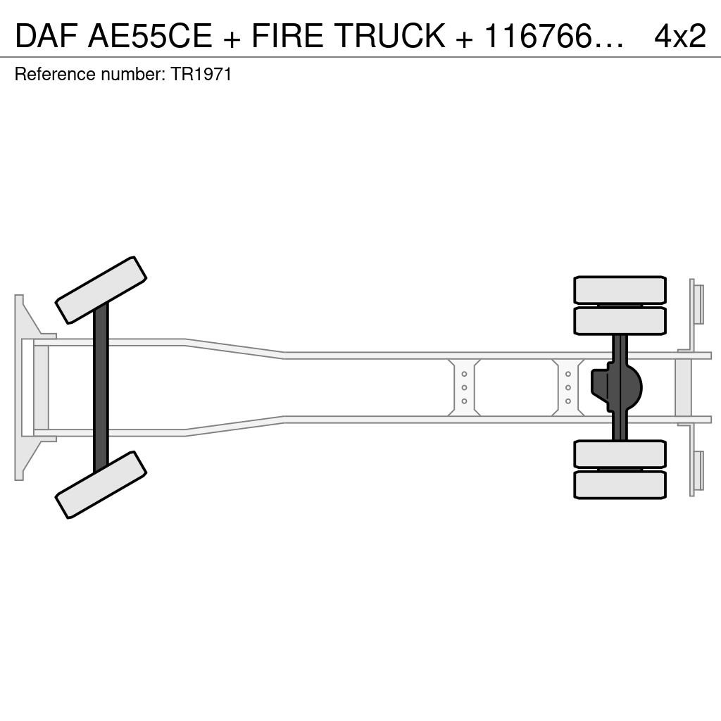 DAF AE55CE + FIRE TRUCK + 116766 KM + EXTENDABLE LADDE شاحنات حريق