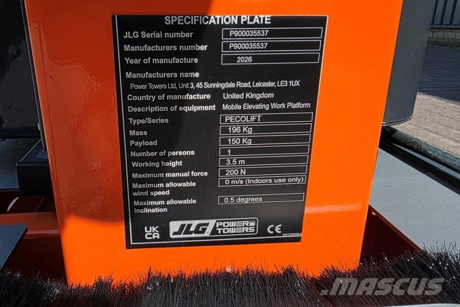 JLG PECOLIFT PUSH AROUND, 3.50m Working Height, Own We Ανυψωτήρες με αρθρωτό βραχίονα