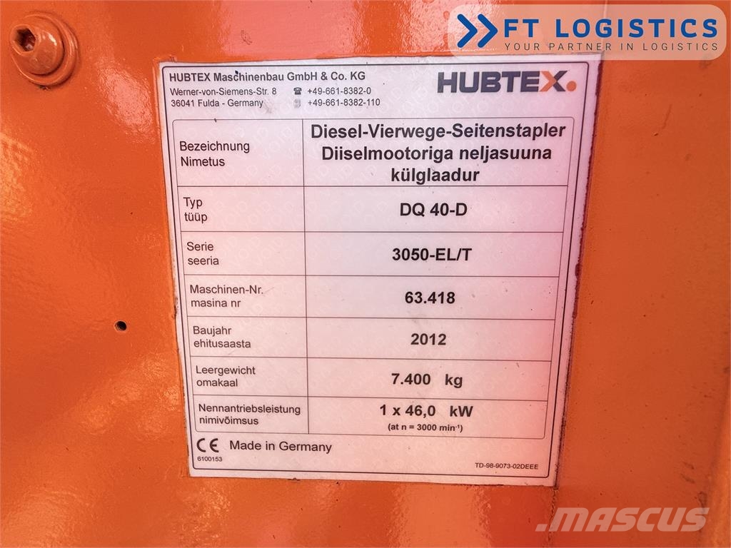 Hubtex DQ40D | DIESEL | TRIPLEX 6500MM | FORK-POSITIONER 4-way reach trucks