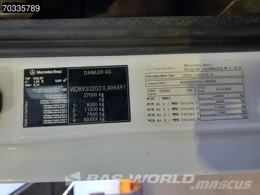 Mercedes-Benz Actros 2532 Actros 6X2 Palfinger PK 15002 Crane kr Rol kiper kamioni sa kukom za podizanje tereta