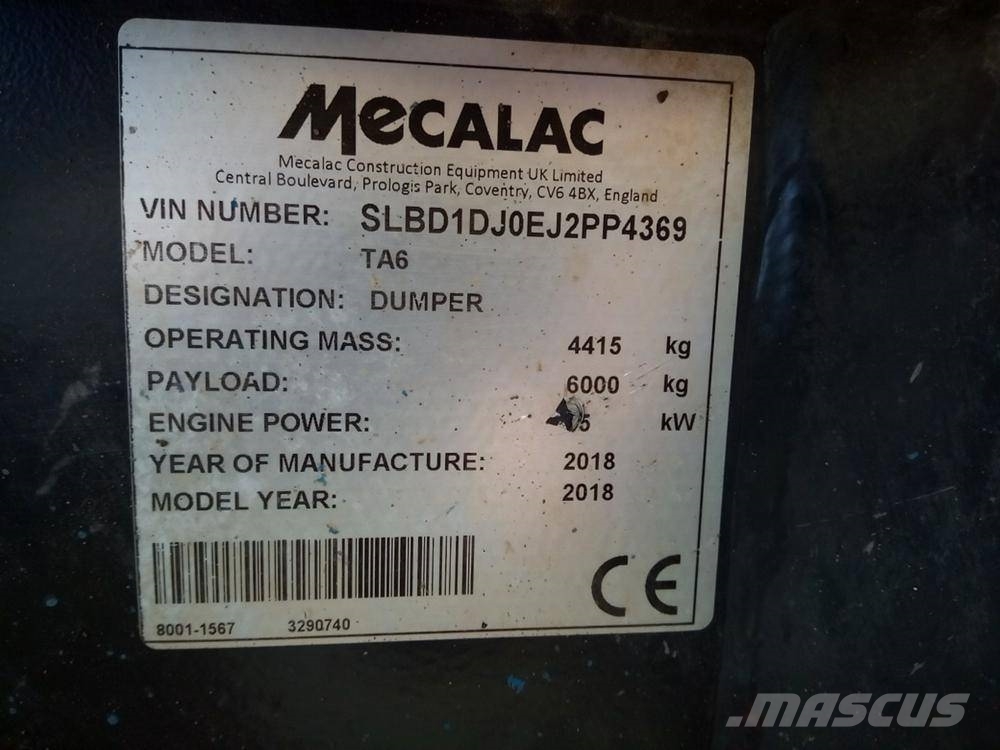 Mecalac Jcb TA6 dömper Camiones articulados