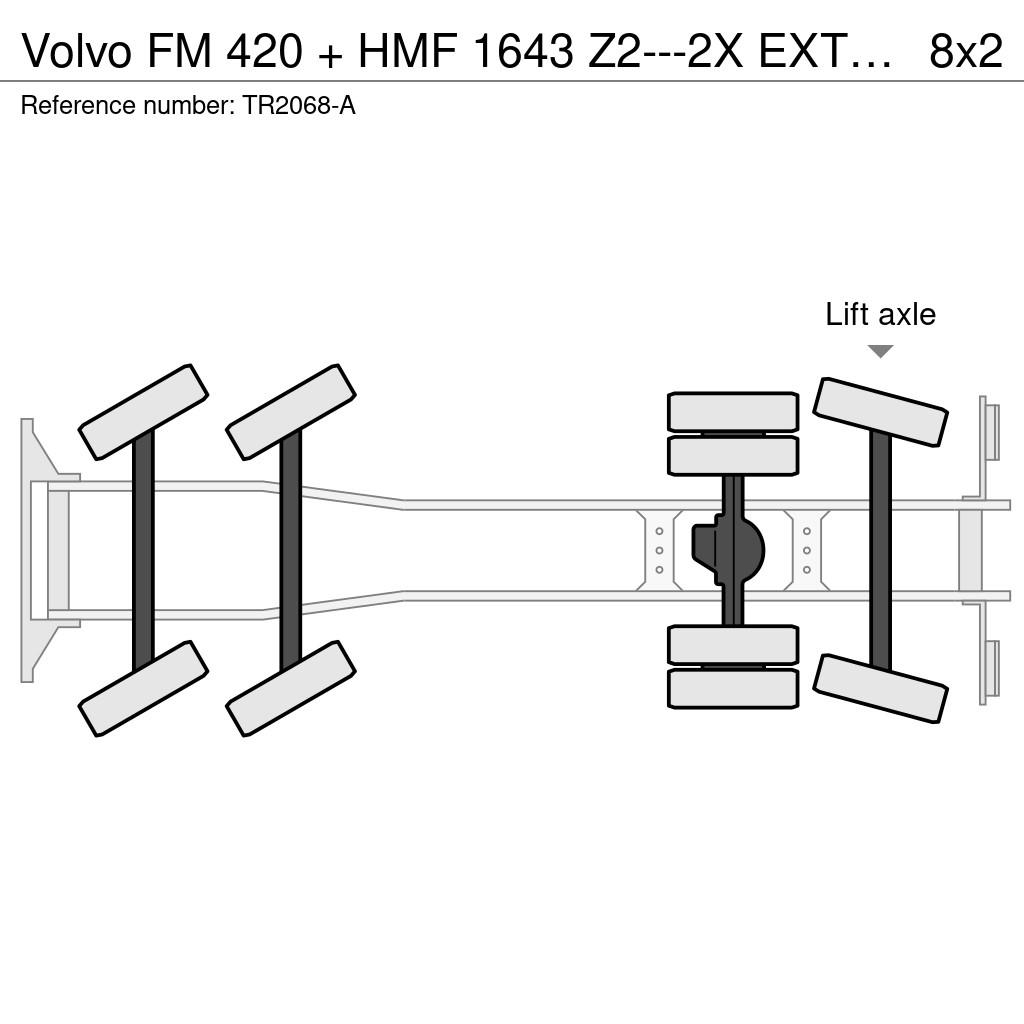 Volvo FM 420 + HMF 1643 Z2---2X EXT. + TIPPER + 2X STEER Camion ampliroll