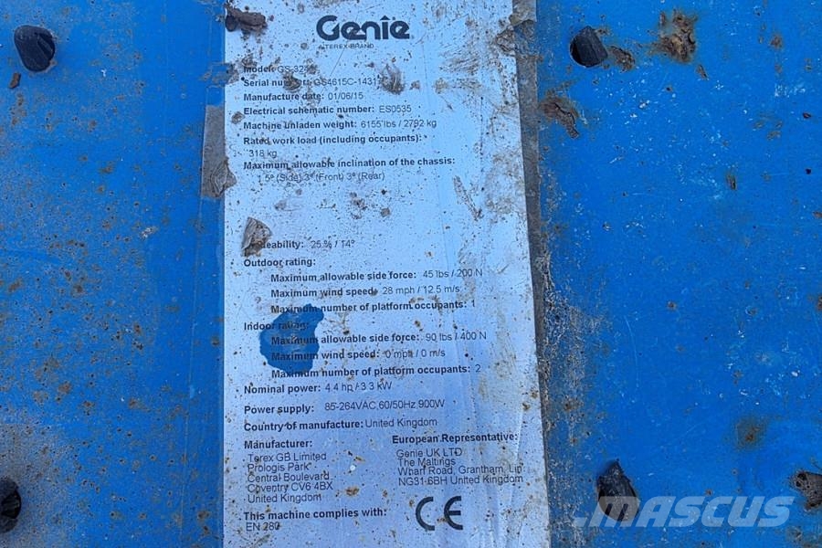Genie GS3246 Electric, Working Height 11.75 m, 318kg Cap Mini incarcator