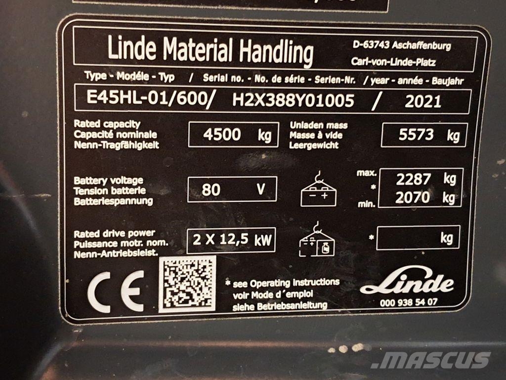 Linde E45HL-01/600 Električni viličarji