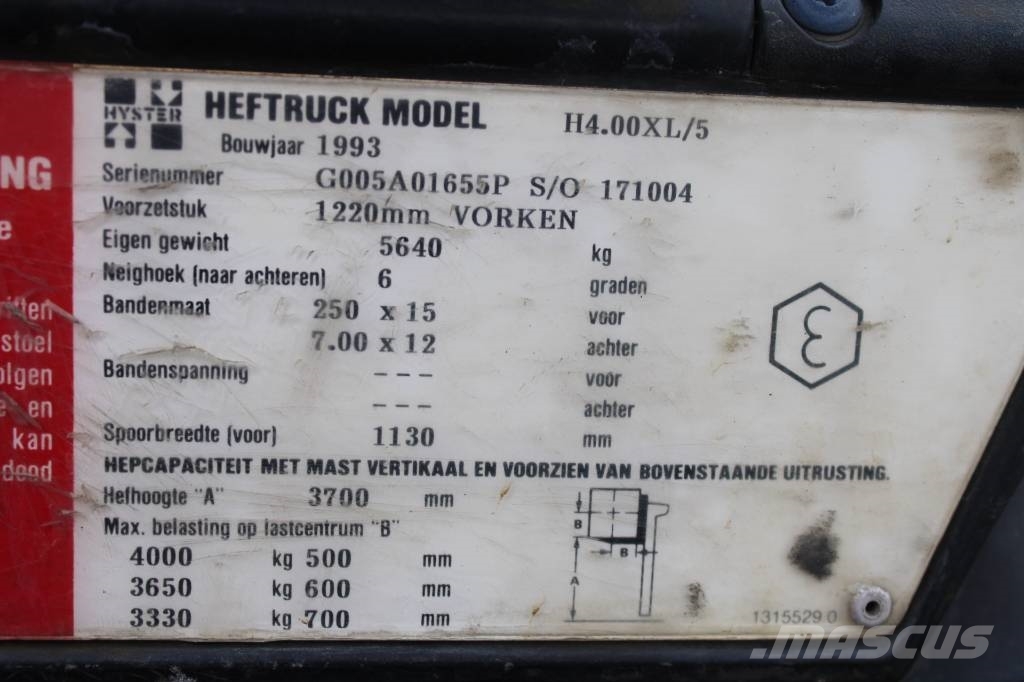 Hyster H 4.00 XL-5 Diesel forklifts