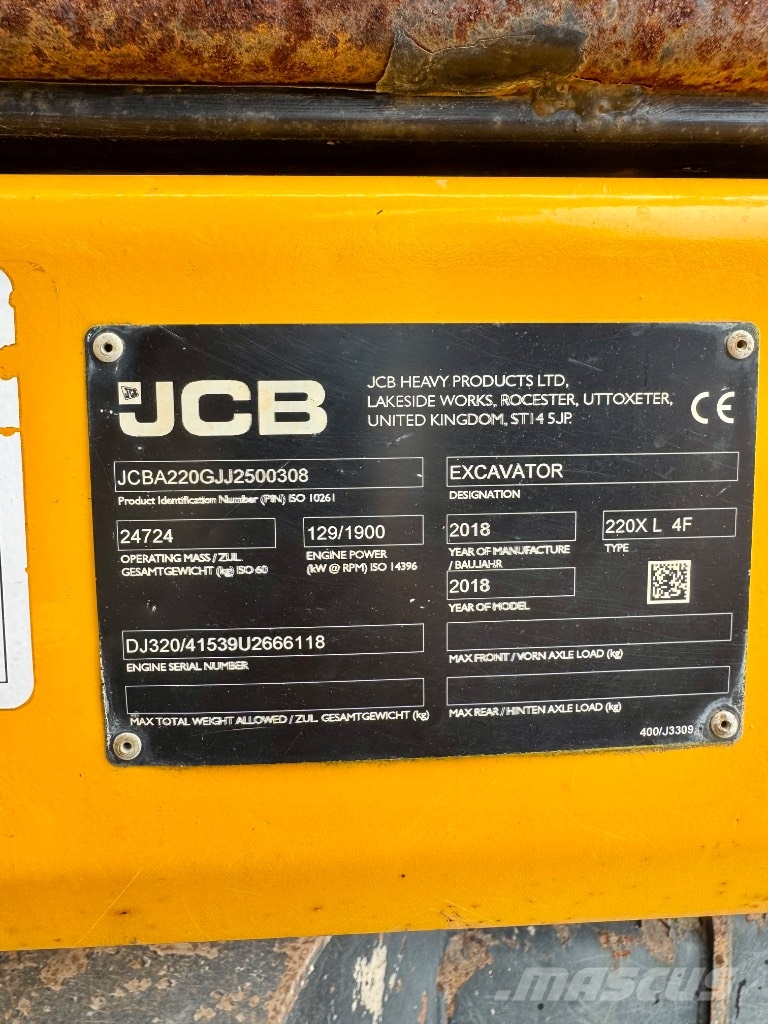 JCB 220 XL 4F 大型油圧ショベル12t以上（パワーショベル・ユンボ）