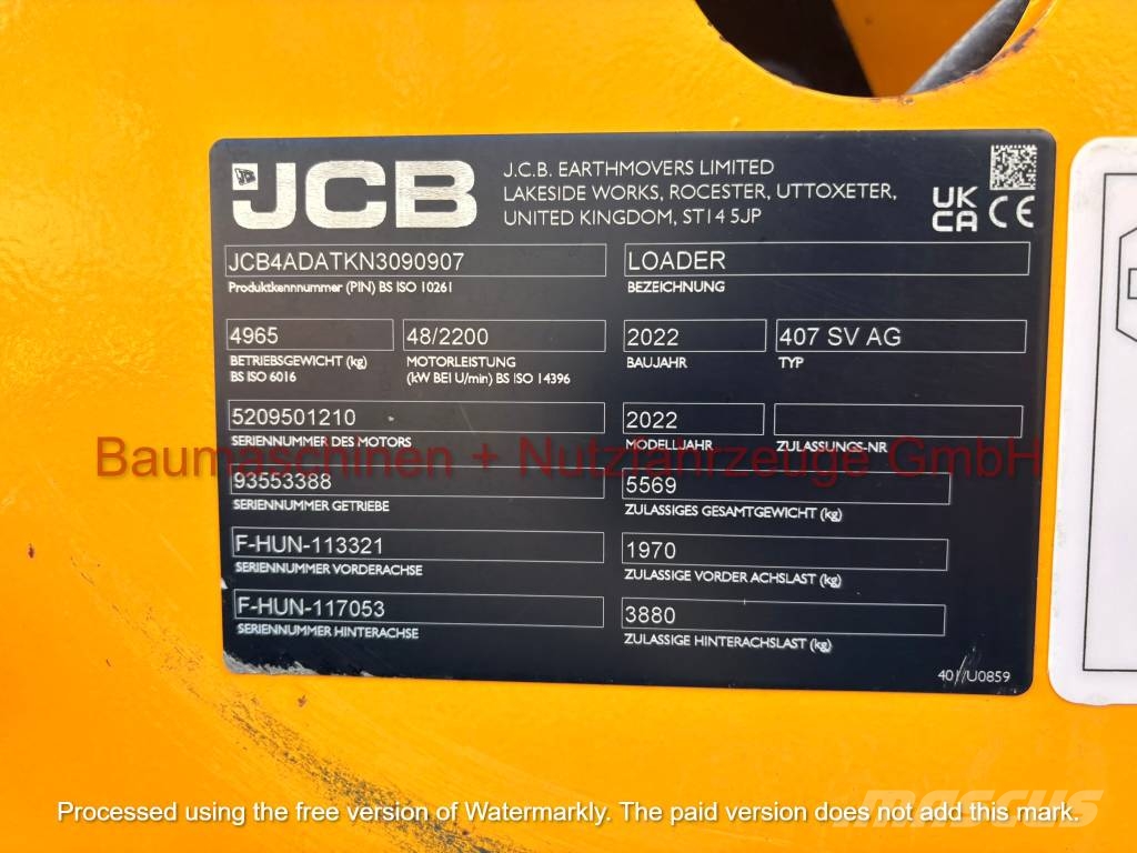 JCB 407 BJ22 580h gebraucht Kabine Wheel loaders