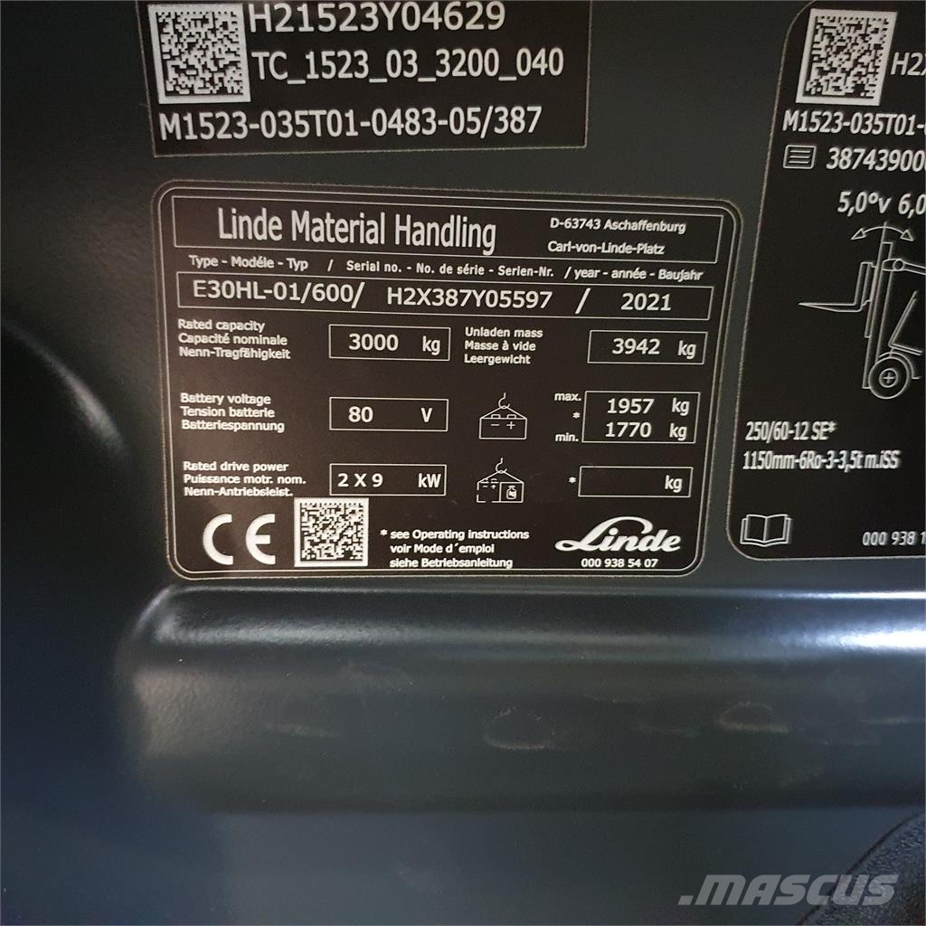 Linde E30/600HL Container Stivuitor electric
