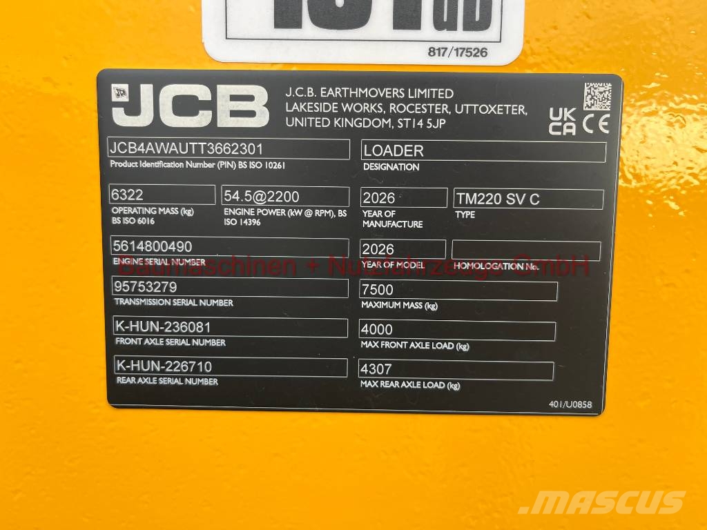 JCB Teleskop-Radlader TM220 20km/h NEU Telescopic handlers